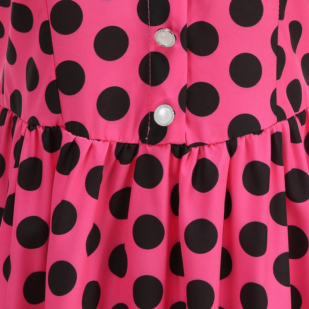 Damen Mode Gepunktetes Kurzarmkleid