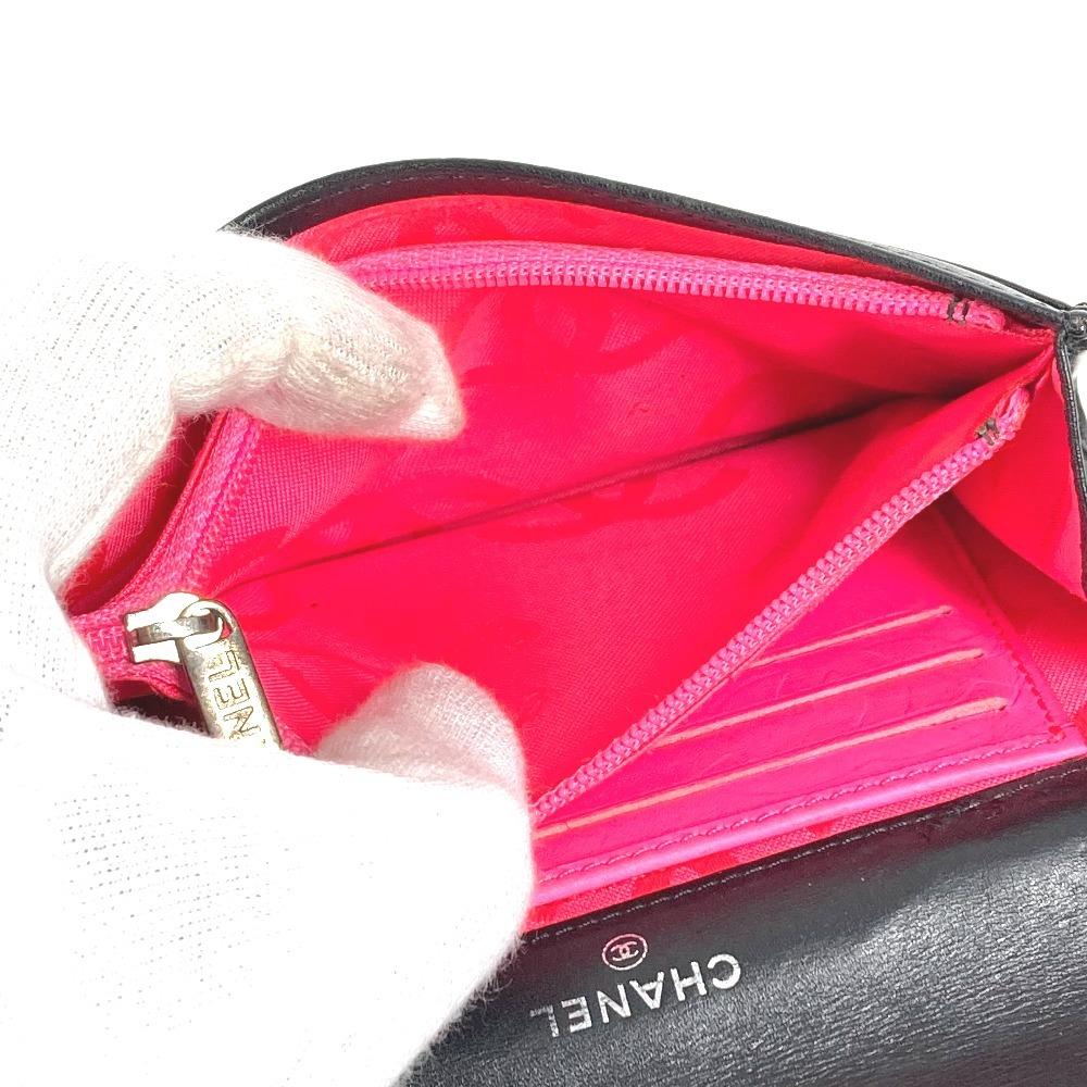 Chanel Cambon Line CC CC Mark Bifold Logo Compact Wallet Flap Folded Wallet