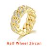 Anello Link Cubano per Donna Hiphop Anelli da Uomo Zircone Colore Oro Accessori per Dita Moda Gioielli Hippie Vendita all'Ingrosso OHR021