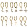 Delicate Silver Cubic Zircon Star & Moon Drop Pendant Hoop Earrings for Women Trendy Wedding Earring Jewelry Gifts