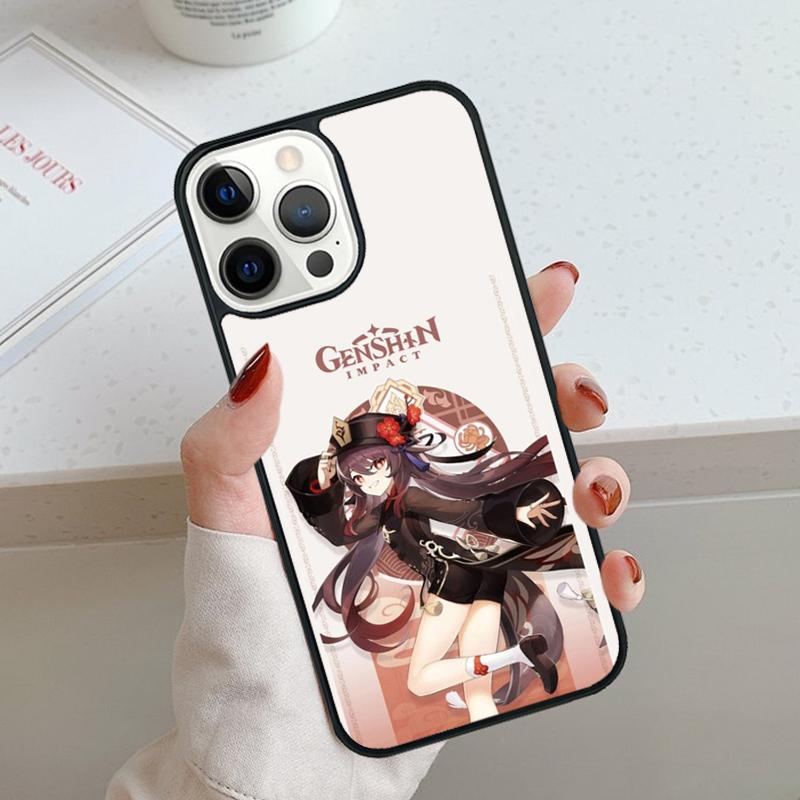 Cartoon Hu Tao Genshin Impact Phone Case For iPhone 17 Air 11 12 13 14 15 16 Pro Max Cover For iPhone 17 Air Max Plus