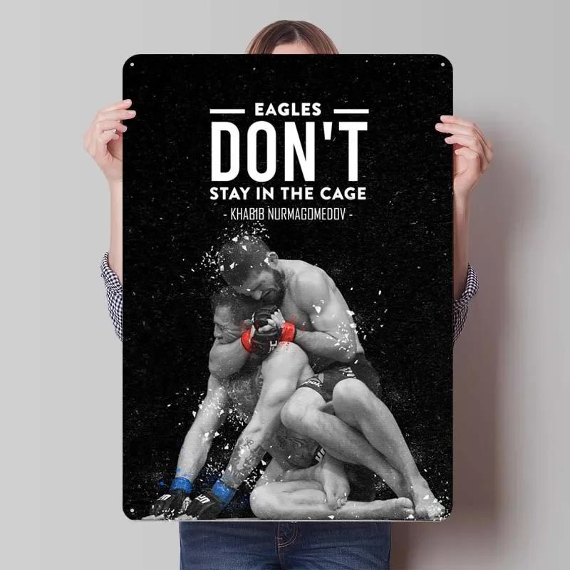 Khabib Metallskylt Boxningsaffischer Dekoration för Heminredningsartiklar Vintage Plåtskylt Plakett för Väggkonstdekoration Kaffebar