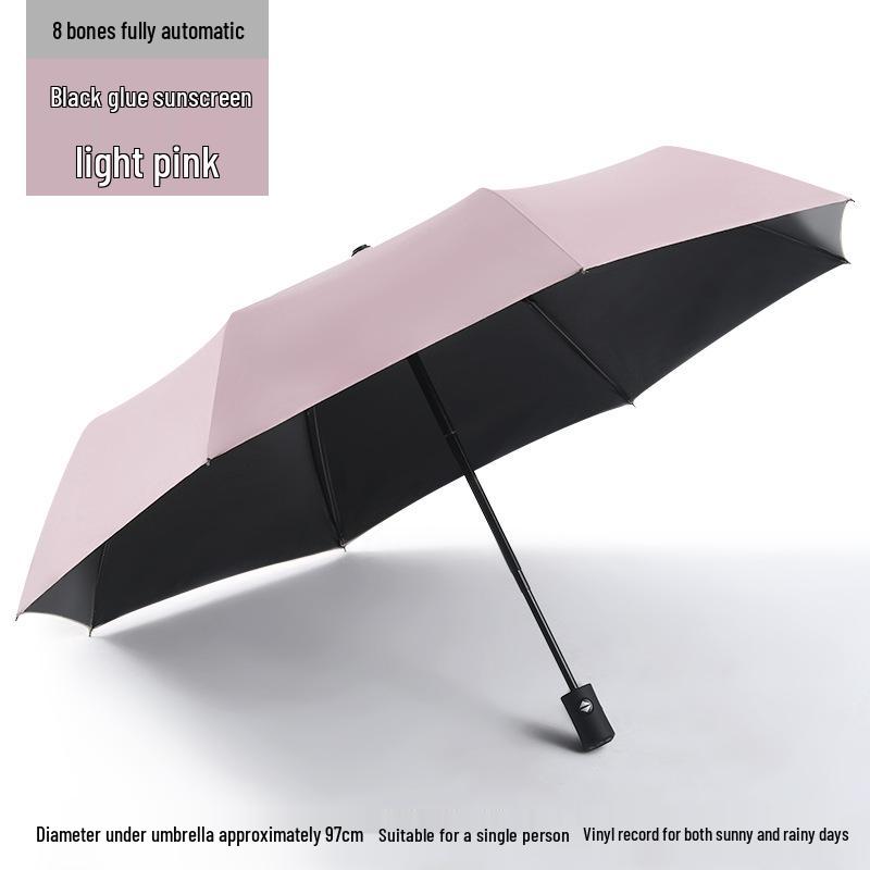

Automatic Black Glue Folding Umbrella with Logo for Sun and Rain Protection