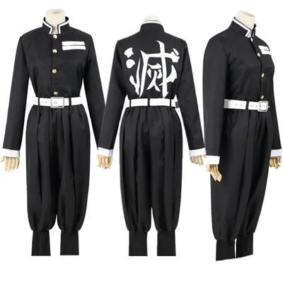 Anime Demon Slayers Kimetsu No Yaiba Cosplay Costume Top Jacket Pants Black Team Uniform Unisex Halloween Clothes