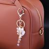 New Fashion Rhinestone Bow Key And Heart Lock Bag Keychain For  Women Bag Charm Key Chain Birthday Gift Jewelry