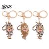 Oxidation-resistant Keychain Pendant Sparkling Rhinestones Tiger Shape Charm Key Strong