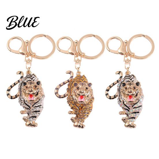 Oxidation-resistant Keychain Pendant Sparkling Rhinestones Tiger Shape Charm Key Strong