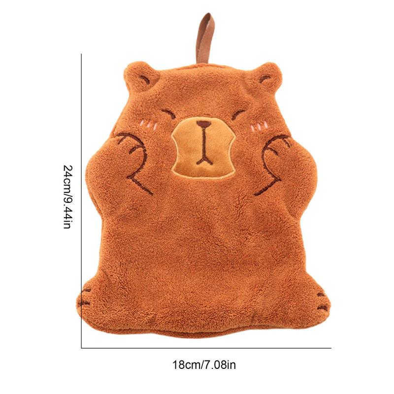 Capybara Hand Towel Coral Velvet Kitchen Hand Towels Absorbent Children Hand Towel Quick Drying Bathroom Hand Towel With Loop