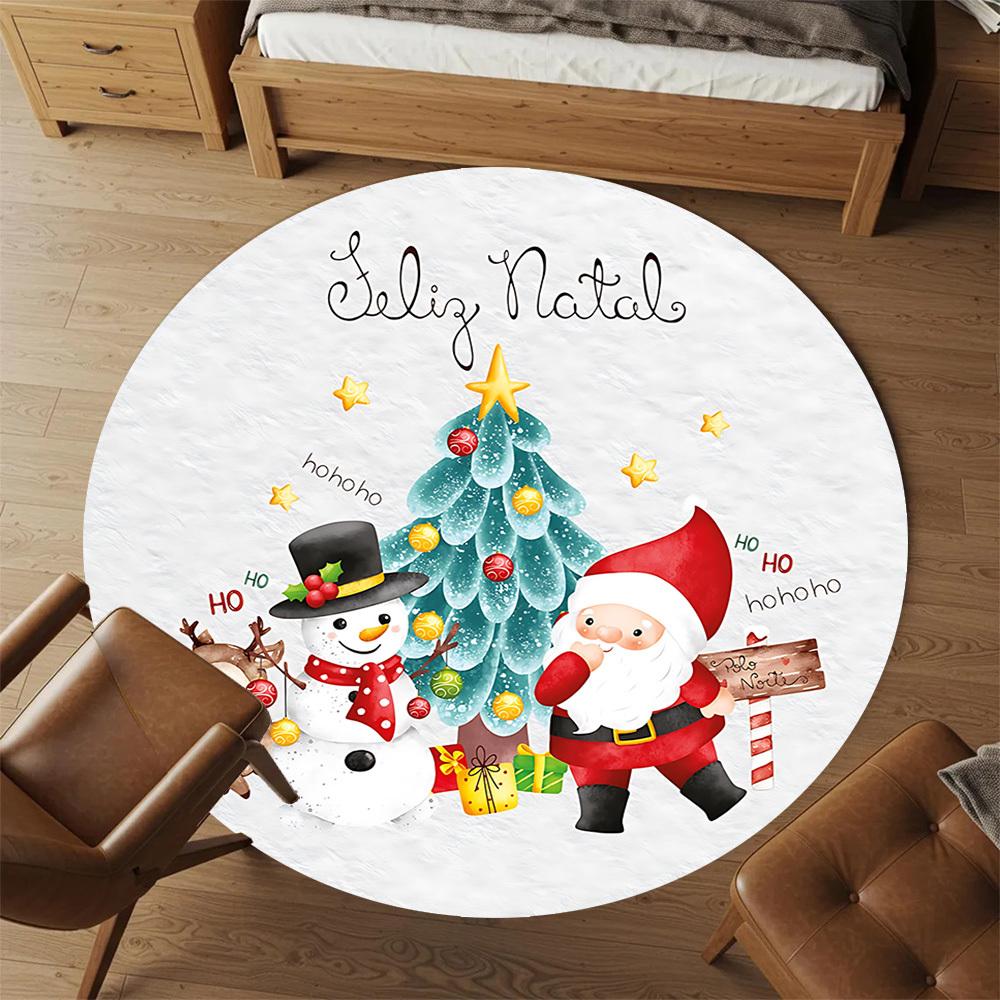 1pc Christmas Santa Claus Round Chair mat Area Rug - Non-Slip, Floor Mat for Office, Bedroom, and Indoor Decor c1125227
