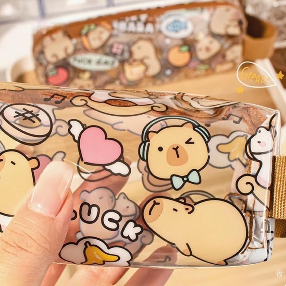 Transparent Pencil Cases Cute Capybara Students Stationery New Pen Bags  School Office Supplies