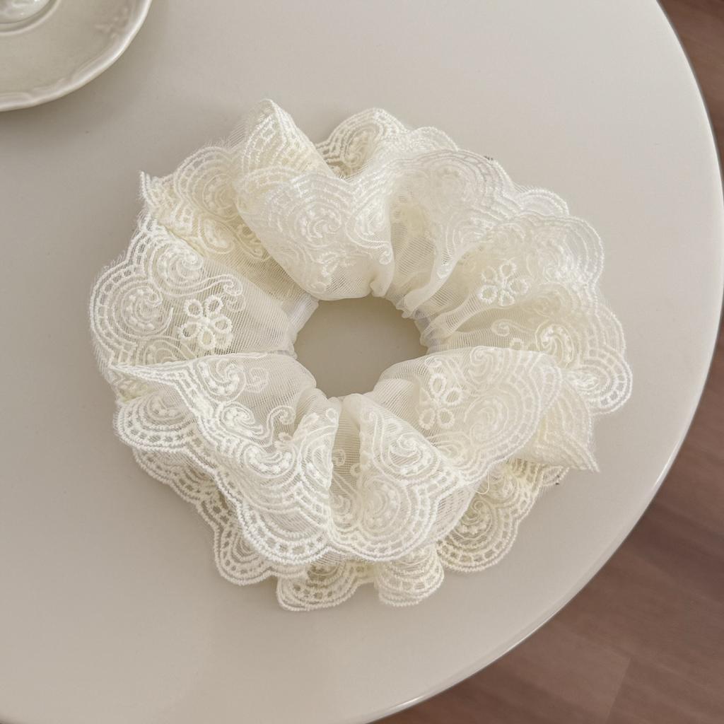 New Retro Versatile Lace Multi-layer Large Intestine Hair Band Ponytail Ball Head Tie Hair Headrope Hair Accessories Women