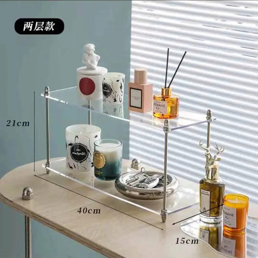 

Desktop layered storage rack, acrylic display shelves for perfume, aromatherapy and fragrance, multifunctional organizer box