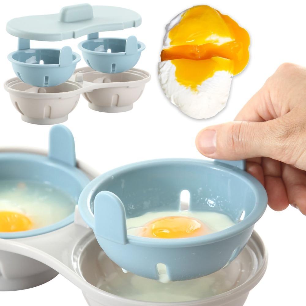 Double Cavity Egg Poacher PP Plastic Poached Egg Cup Practical Egg Steaming Tray  Home Kitchen
