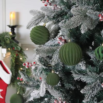 Flocking Christmas Ball Set - Fabric Hanging Tree Decorations & Scene Enhancers
