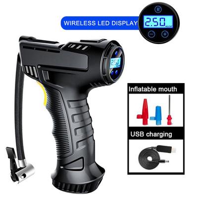 Compressore d'aria ricaricabile da 120 W, pompa gonfiabile wireless, pompa d'aria portatile, gonfiatore per pneumatici per auto, digitale, per auto, biciclette, palline