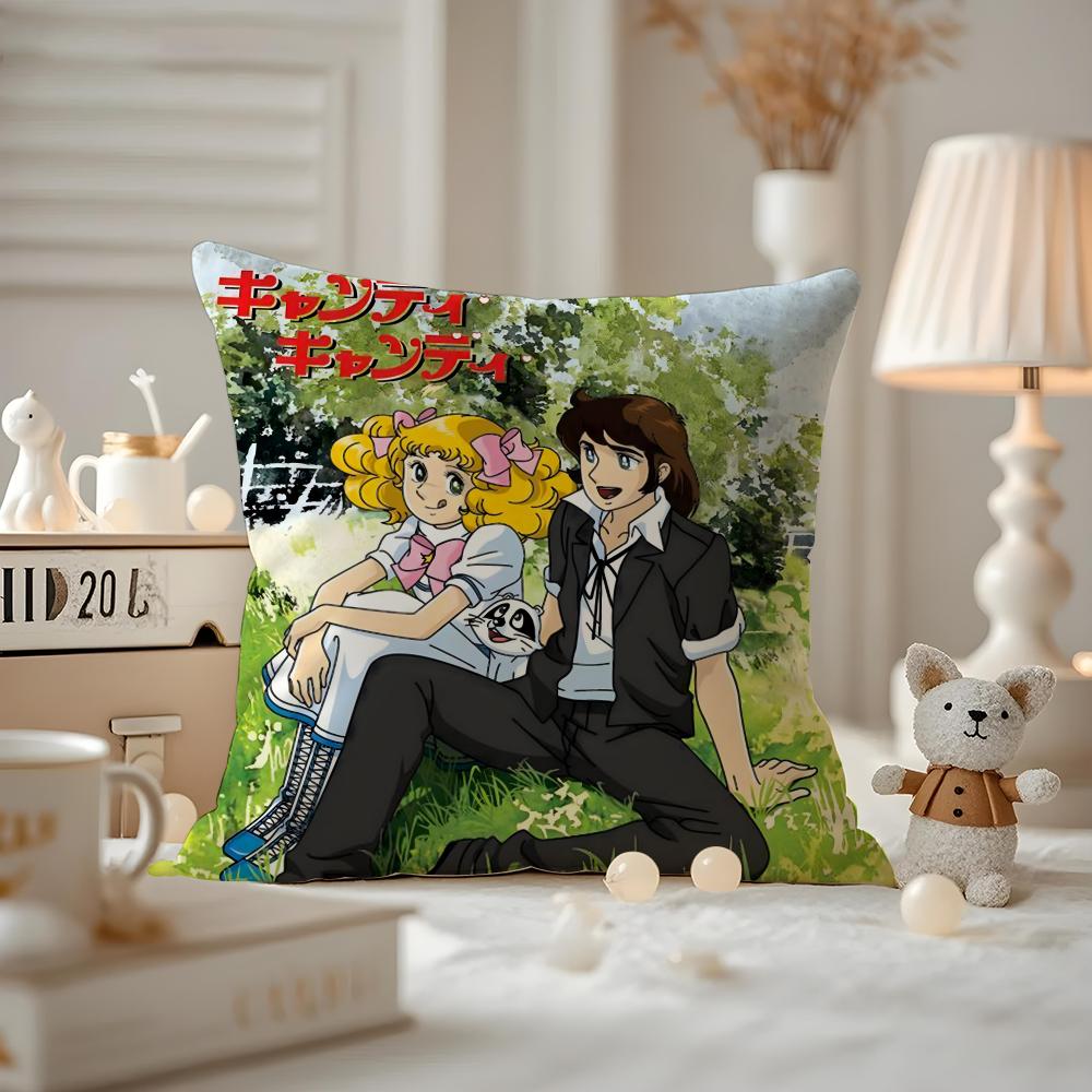 Anime CCandy Candy Cushion Cover Antidustmite Pillowcase Invisible Zipper Silky Short Plush Sofa Cushion Cover