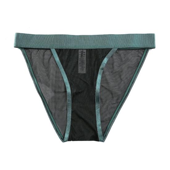 Women Sexy Briefs Low-rise Elastic Waistband Seamless Mesh Yarn Underwear Solid Color Lightweight Panties