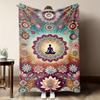 Boho Mandala Kwiat Lotosu Koc Rzutowy Joga Medytacja Czakra Polarowy Koc Duchowy Boho Psychedeliczny Wystrój Przytulny Ocieplacz na Kolana Prezent