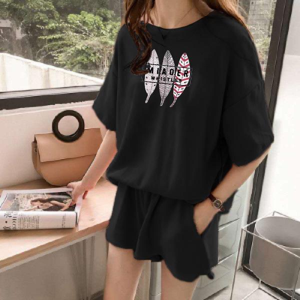 

Костюм женский, летний, в гонконгском стиле, Ins Tide, шорты с короткими рукавами, студенческий свободный женский костюм из двух предметов для спорта и отдыха 2XL чёрный