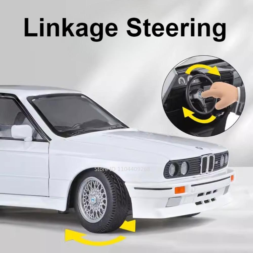 Scale 1:24 M3 M4 Toy Car Model Alloy Diecast Rubber Tires Doors Opened Miniature Light Sound Vehicles Models Kids Holiday Gifts