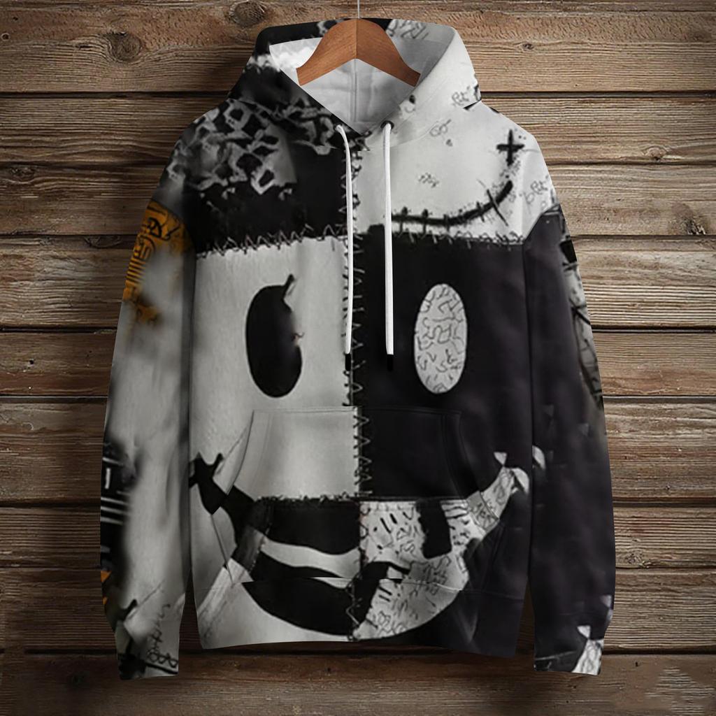 Women's Fashion Long Sleeve Pullover Halloween Print Hooded Pocket Sweatshirt