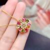 Rainbow Multicolor Tourmaline Pendant Necklace for Women Gradient Sparkling Candy Colored Gemstone Jewelry