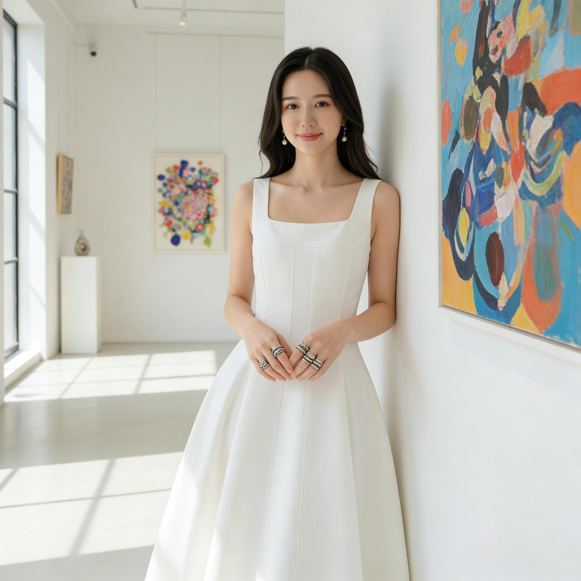 

Women s 2026 Slimming Long White Dress - French Square Neck, Spaghetti Strap, Designer Style M