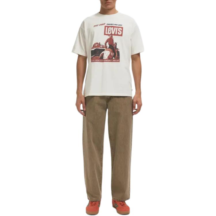 Levis Printed Loose Fit Crew Neck Short Sleeve T-Shirt Men Tops White 87373-0228