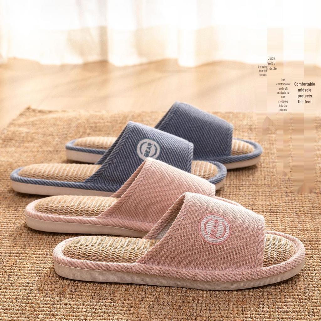 Unisex Baumwolle Leinen Rutschfeste Hausschuhe - Geräuscharm, Schweißabsorbierend für Alle Jahreszeiten