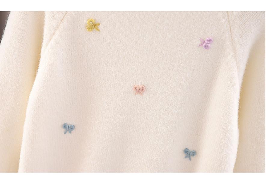 2025 Girls' Stylish Butterfly Knit Sweater - Warm Woolen Autumn/Winter Knitwear for Medium/Large Children