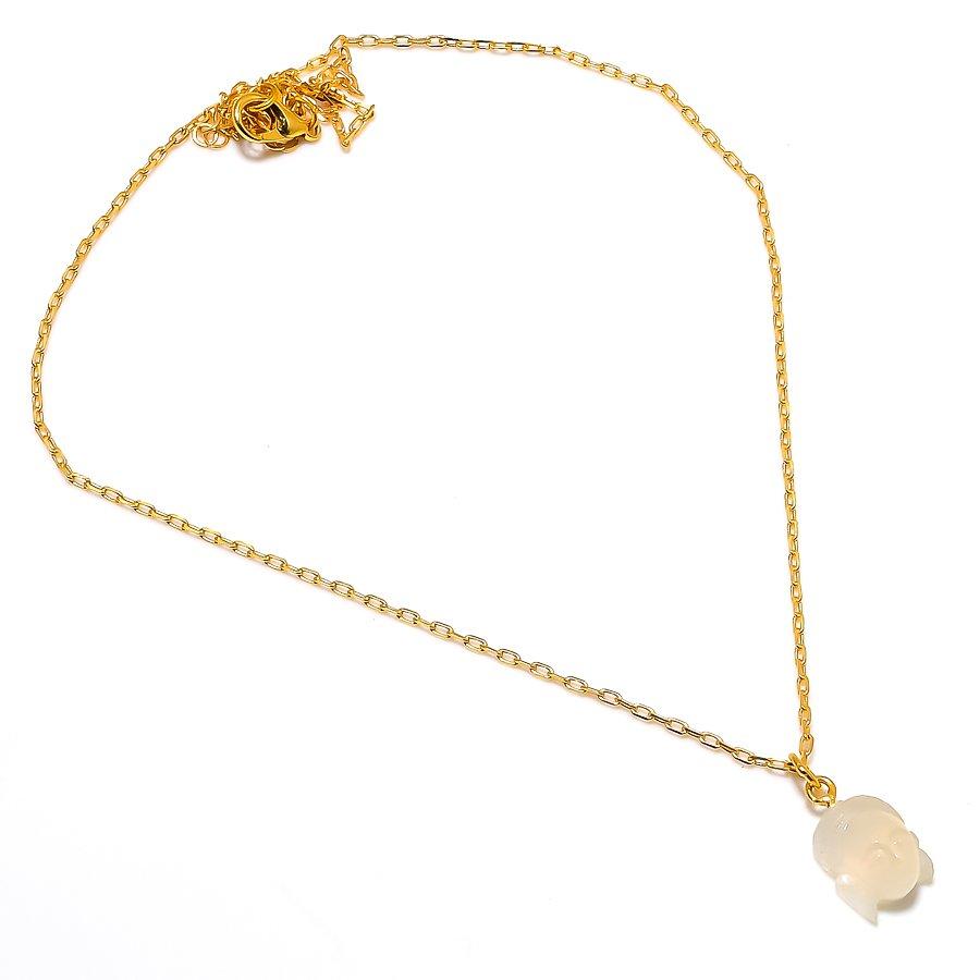 Cameo Gemstone Handmade 925 Sterling Silver Jewelry Necklace 20" GK-5390