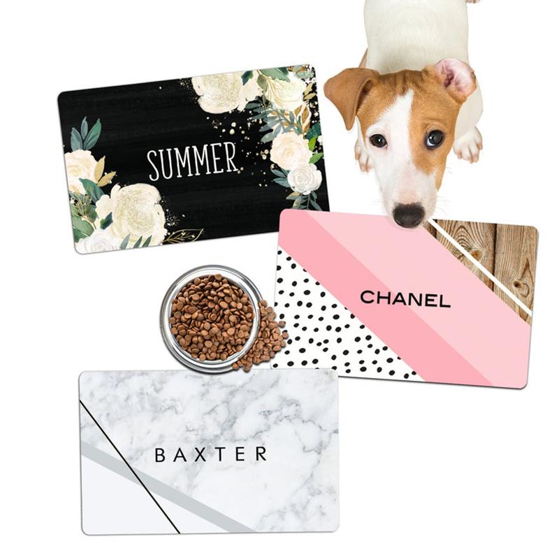 

Полиуретановая кожа водонепроницаемая салфетка для домашних животных Коврик для собак Коврик для кошек Тарелка для кормления домашних животных Питьевая салфетка для кормления Настроить имя для щенка и