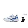 Li Ning Thunder Training Comfortable Fashion Shock Absorption Non-Slip Wear-Resistant Low-Top Badminton Shoes Unisex sneaker White Blue AYTV005-1