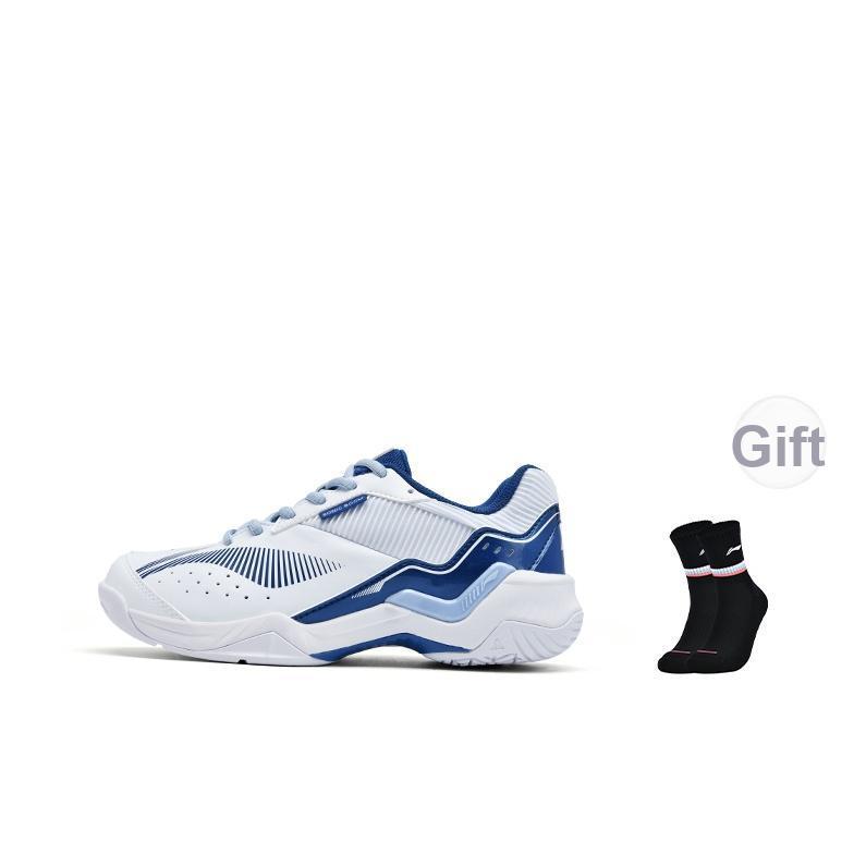 Li Ning Thunder Training Comfortable Fashion Shock Absorption Non-Slip Wear-Resistant Low-Top Badminton Shoes Unisex sneaker White Blue AYTV005-1