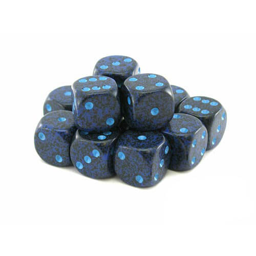 D6 Dice Speckled 16mm (12 Dice) (Cobalt)