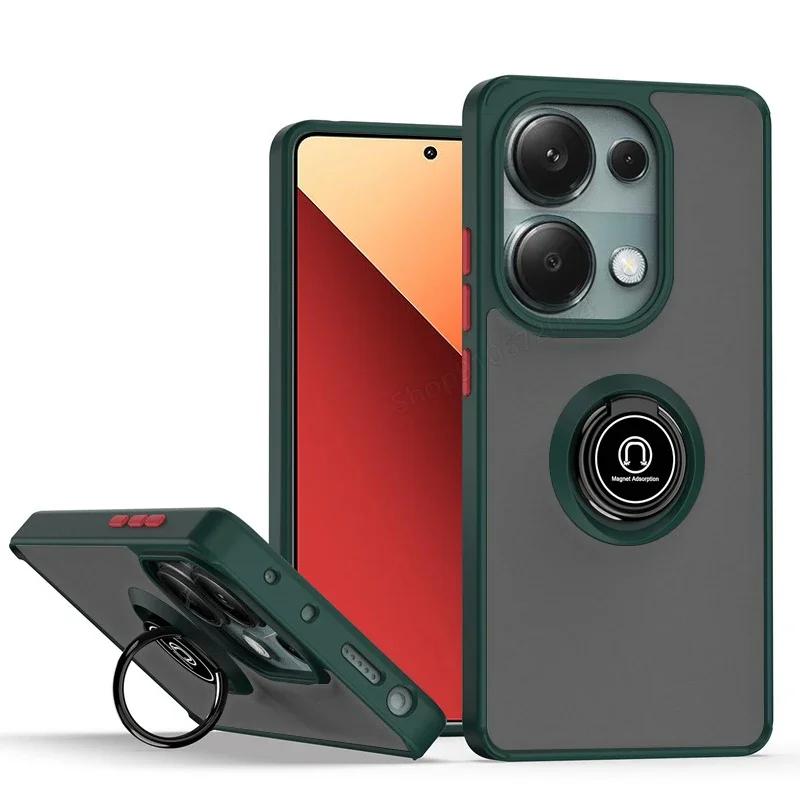 Magnetic Matte Ring Holder Case for Redmi Xiaomi 14T 12T Note 12 13 Ultra  Pro Plus 14 13C 14C X6 4 5G  Deluxe Shockproof Cover