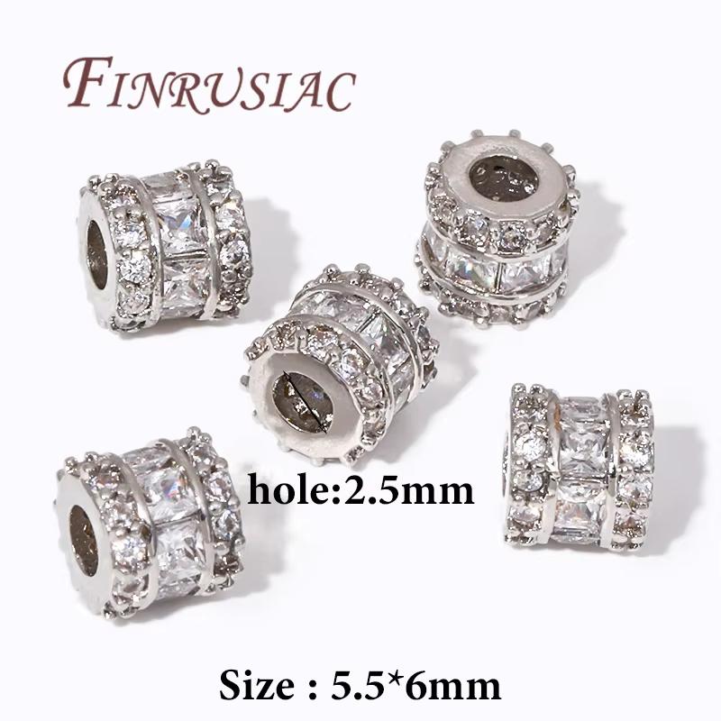 18K Gold Plated Spacer Beads,Zircon Crystal Beads For Bracelets Making,Beads Separators,DIY Accessories 2 pieces