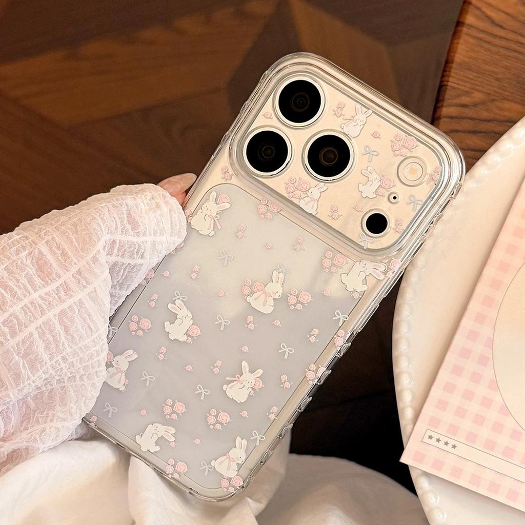 Gentle Rose Rabbit for Apple 17Pro Phone Case iPhone16/15/14/13 Side Love 12 Soft