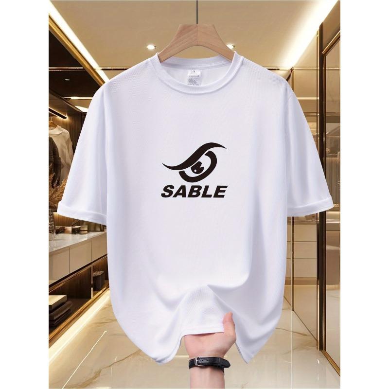 

Men s T-Shirt with Print - Lightweight Short Sleeve Crew Neck, Breathable Summer Gym & Casual Wear, Suitable for Training S белый