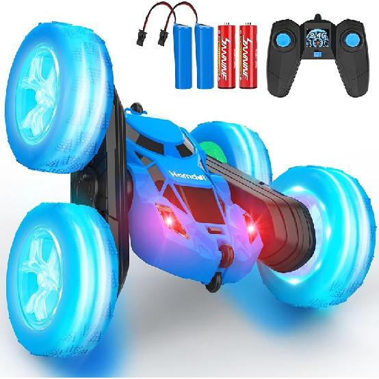Pink Remote Control Car for Girls 6-12 Year Old Double Sided 360Captive Rotating 4WD Rechargeable RC Cars Race Stunt Toy Car for Kids Birthday