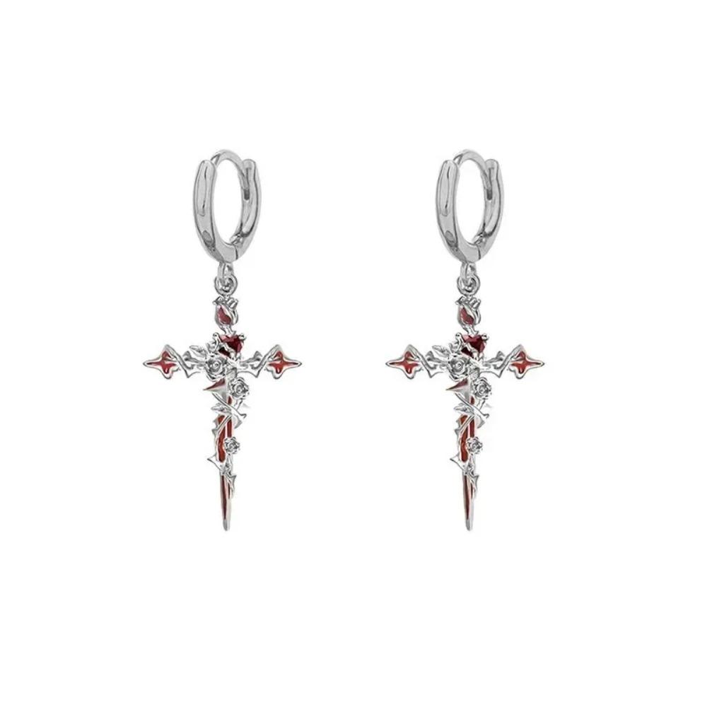 

Gothic Earring for Girl Punk Goth Thorn Rose Crow Stud Moon Earrings puncture Earring Halloween Party Accessories Jewelry