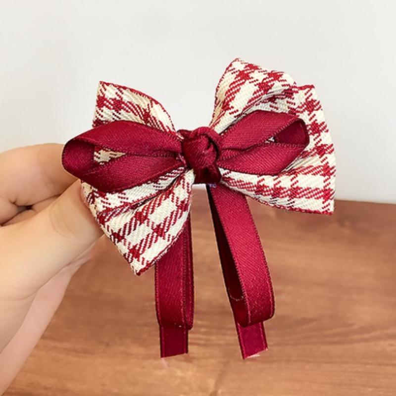2pcs/set New Cute Plaid Ribbon Bowknot Hair Clips for Baby Girls Handmade Bows Hairpin Barrettes Headwear Kids Hair Accessories