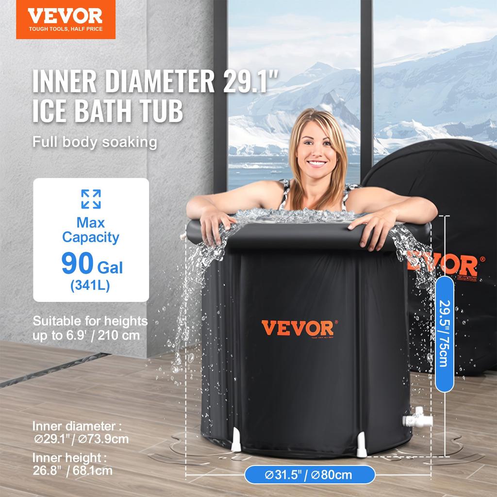 VEVOR Ice Bath Tub, 80 Cm Long Cold Water Therapy Plunge Tub for Athletes, Portable Outdoor Ice Barrel Plunge Pool for Recovery