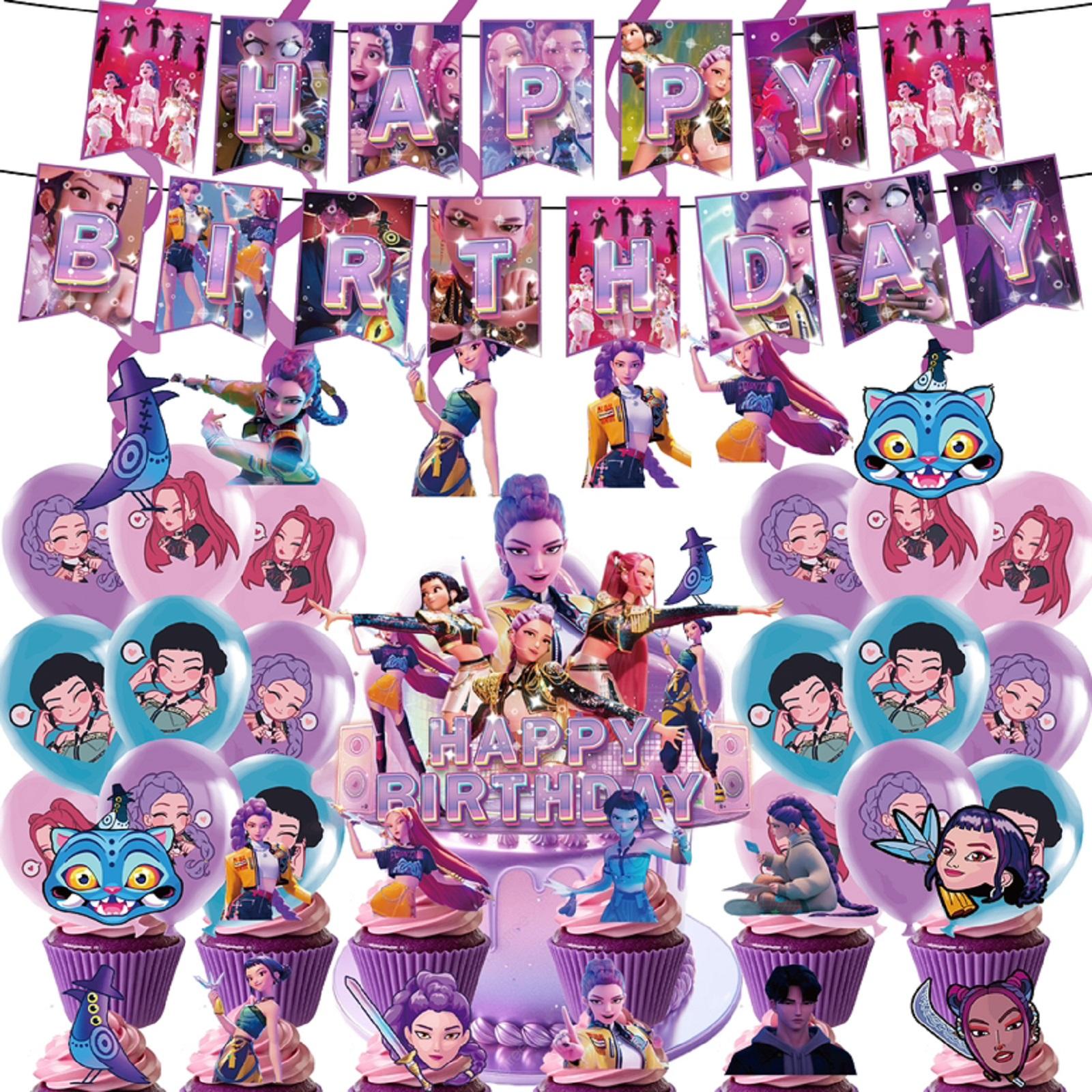 

Баннер для украшения тематической вечеринки по случаю дня рождения, флажки, флажок для торта, воздушные шары - Набор One Size