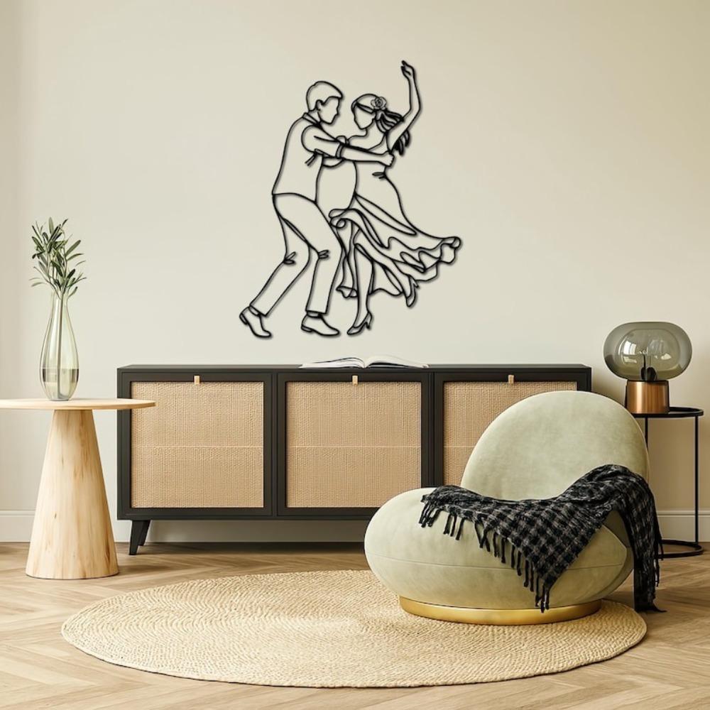 Metal Wall Art Dancing Couple, Romantic Line Art Decor, Latin Dance Metal Wall Sculpture, Flamenco Salsa Decor for Home