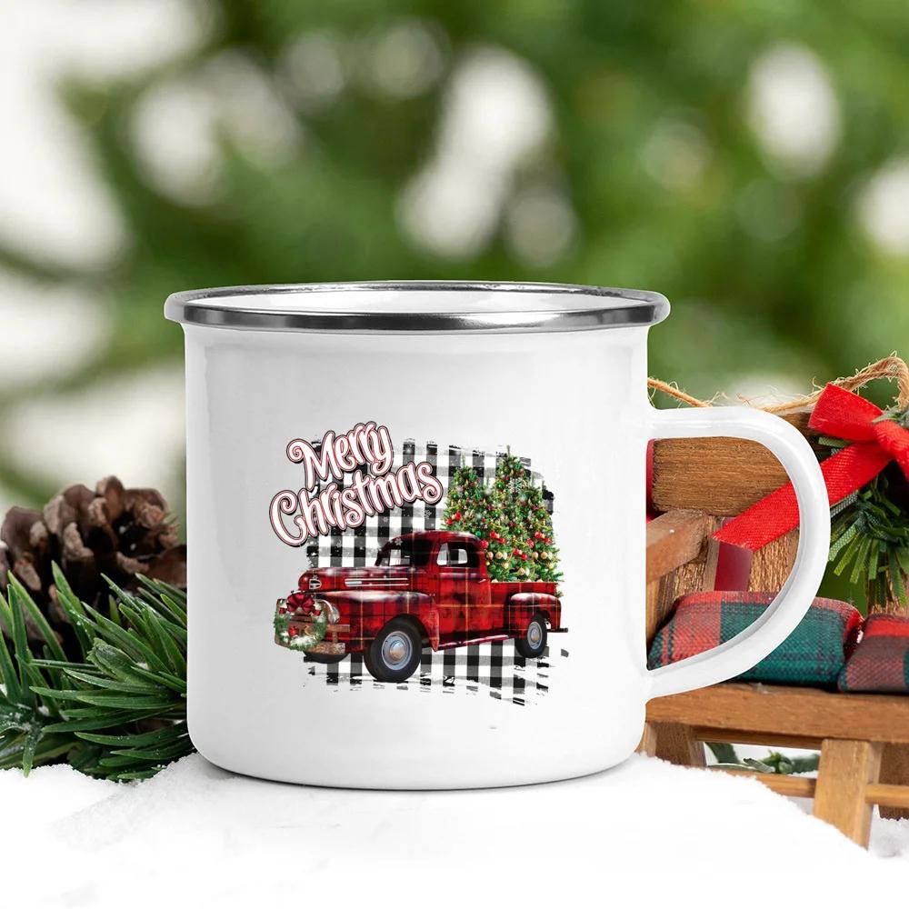 It's The Most Time Wonderful of Year Print Coffee Cup Christmas Party Drinks Hot Cocoa Mug Kids Chocolate Enamel Mugs Xmas Gifts