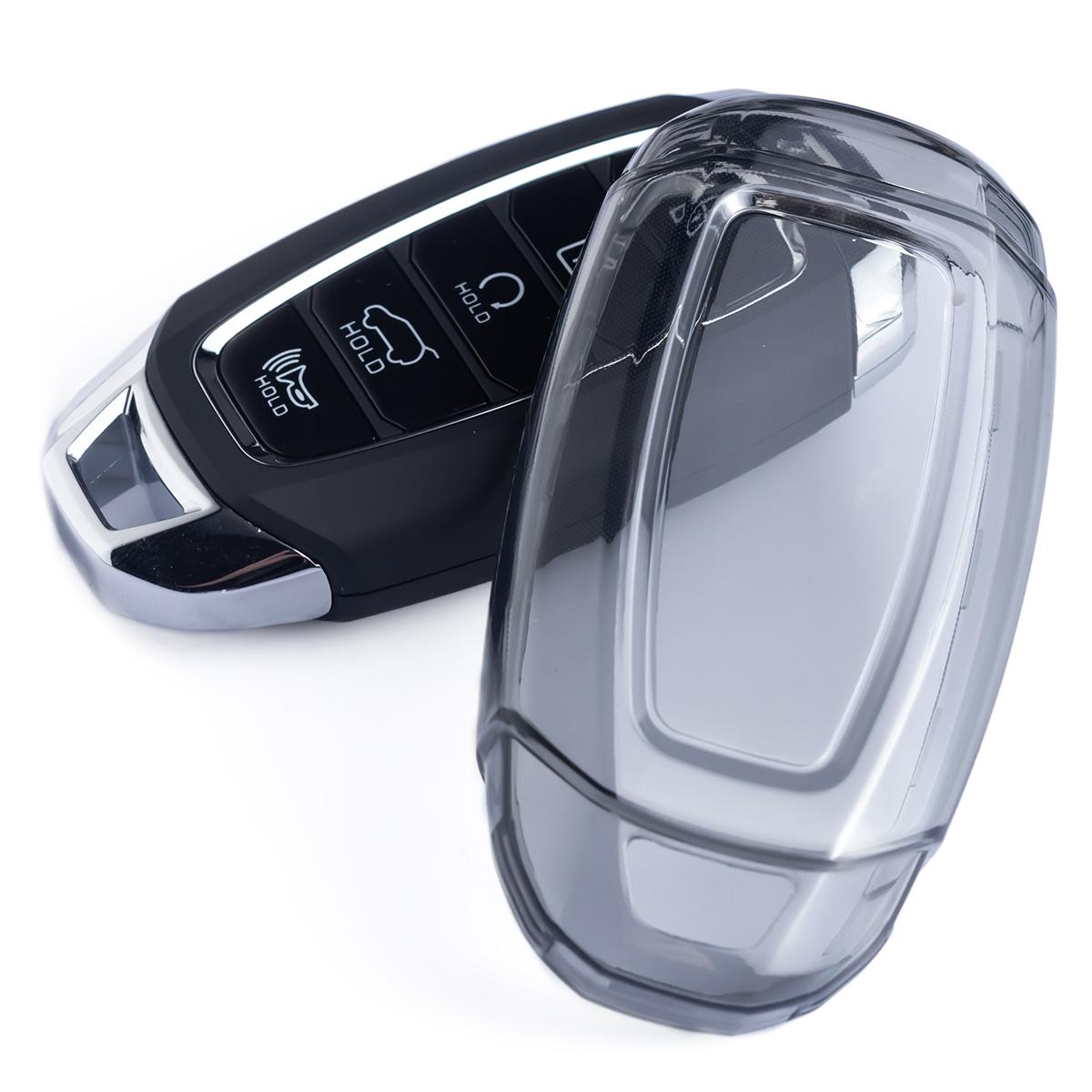 

Slim Smart Car Key Fob Case Cover Keychain For Hyundai Santa Fe Elantra GT i30 Palisade Kona Venue Accent Black Transparent