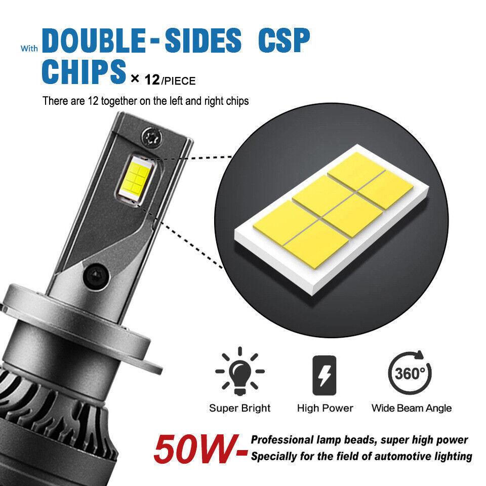 2Pcs LED Car Headlight H4 H7 H1 H8 H9 H11 9005 9006 HB4 6000K 50000LM Auto LED Lamp