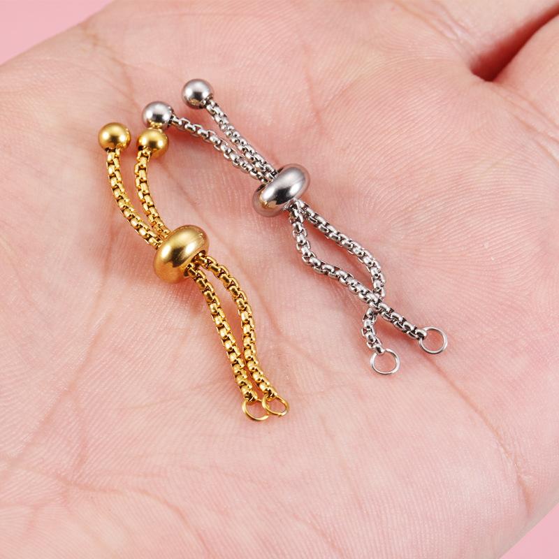3pcs Gold Color Stainless Steel Adjustable Slider Finger Ring Chain for Jewelry Making DIY Loops Connectors Pendants Chain