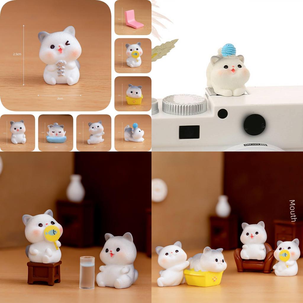 Adorable Resin Cat Figurines For Diy Miniature Gardens Cute Desk Decor